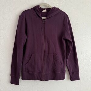Pact Organic Cotton Zip Up Hoodie Women's Large Purple Eggplant Fleece